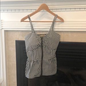 Liberty Love. Zippered top. Black& white check. XL
